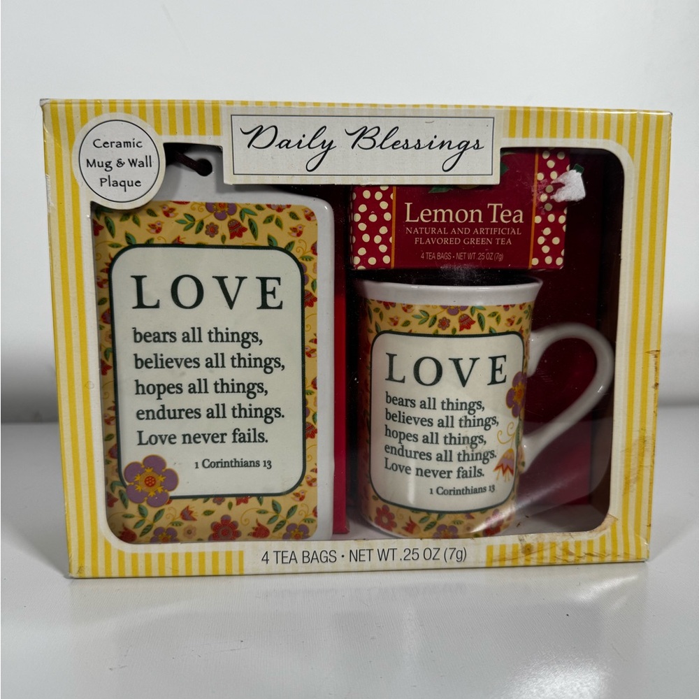 Christian Daily Blessings Love Ceramic Plaque, Mug & Tea Set